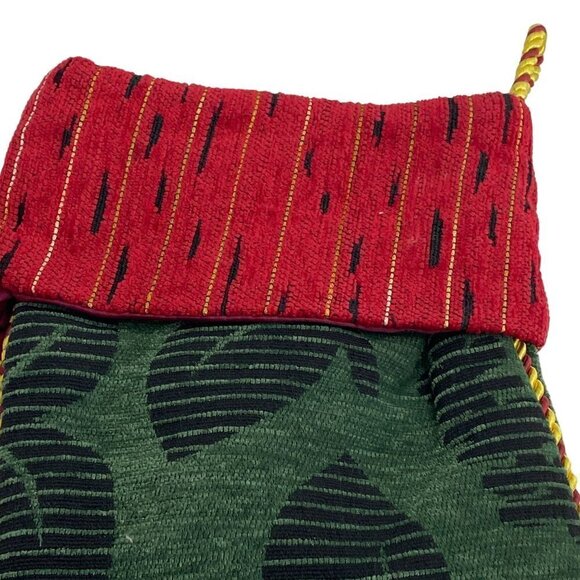Christmas Tapestry Stocking with Bell Red Green Scroll by Season's Design - Picture 4 of 8
